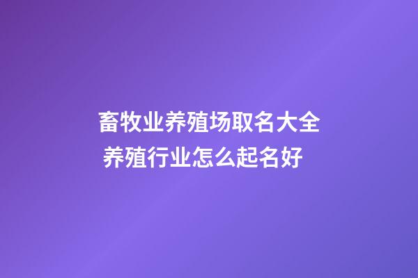 畜牧业养殖场取名大全 养殖行业怎么起名好